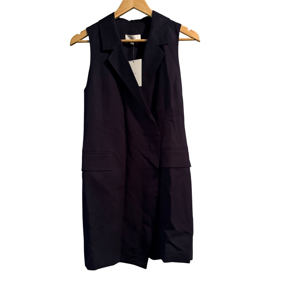ALC Jocelyn Sleeveless Blazer Dress Vest Jacket Navy Blue Size 4‎ NWT